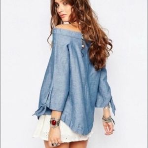 Free People Chambray Top Size Small